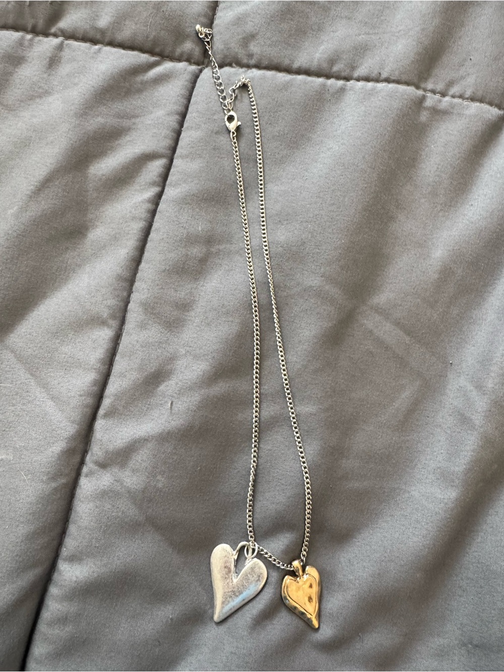 Two-Tone Heart Pendant Necklace in Silver and Gold